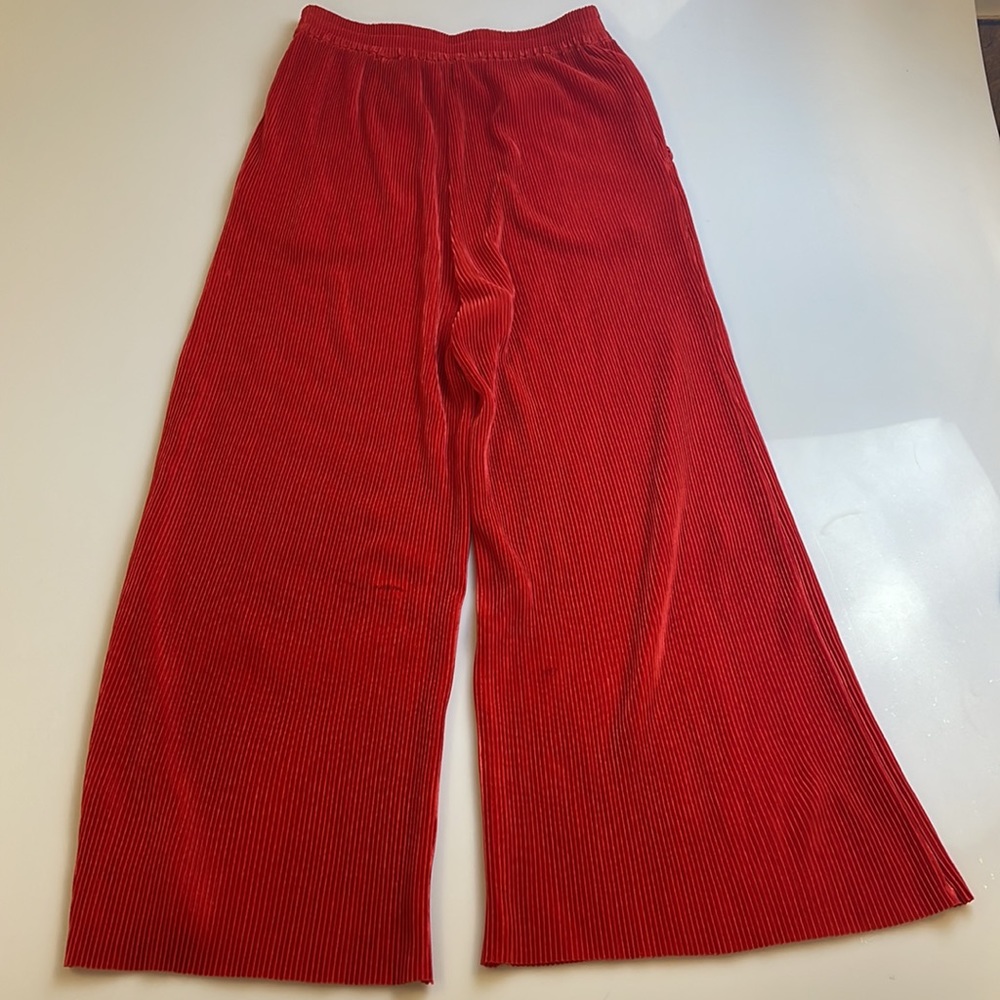 Other Stories Paris Atelier Women Red Ribbed Wide Leg Pants View 4